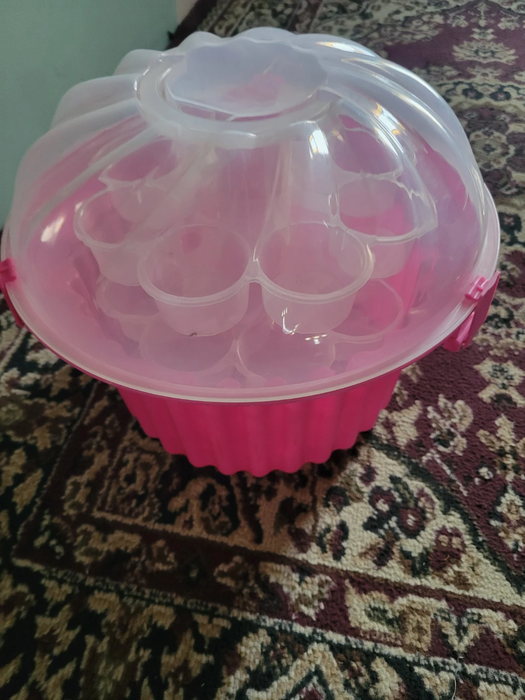 Pink Cupcake Carrier Holder with Lid