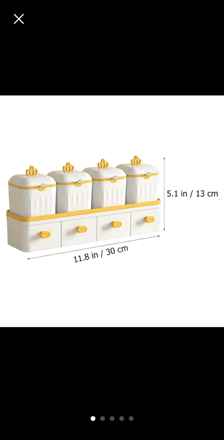 4-Piece White & Yellow Spice Jar Set with Drawers