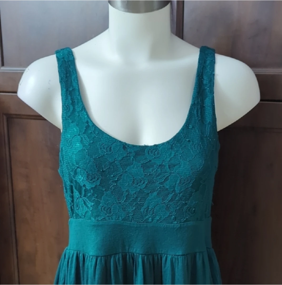 21 Women's Teal Lace Top Fit and Flare Dress M - photo 2