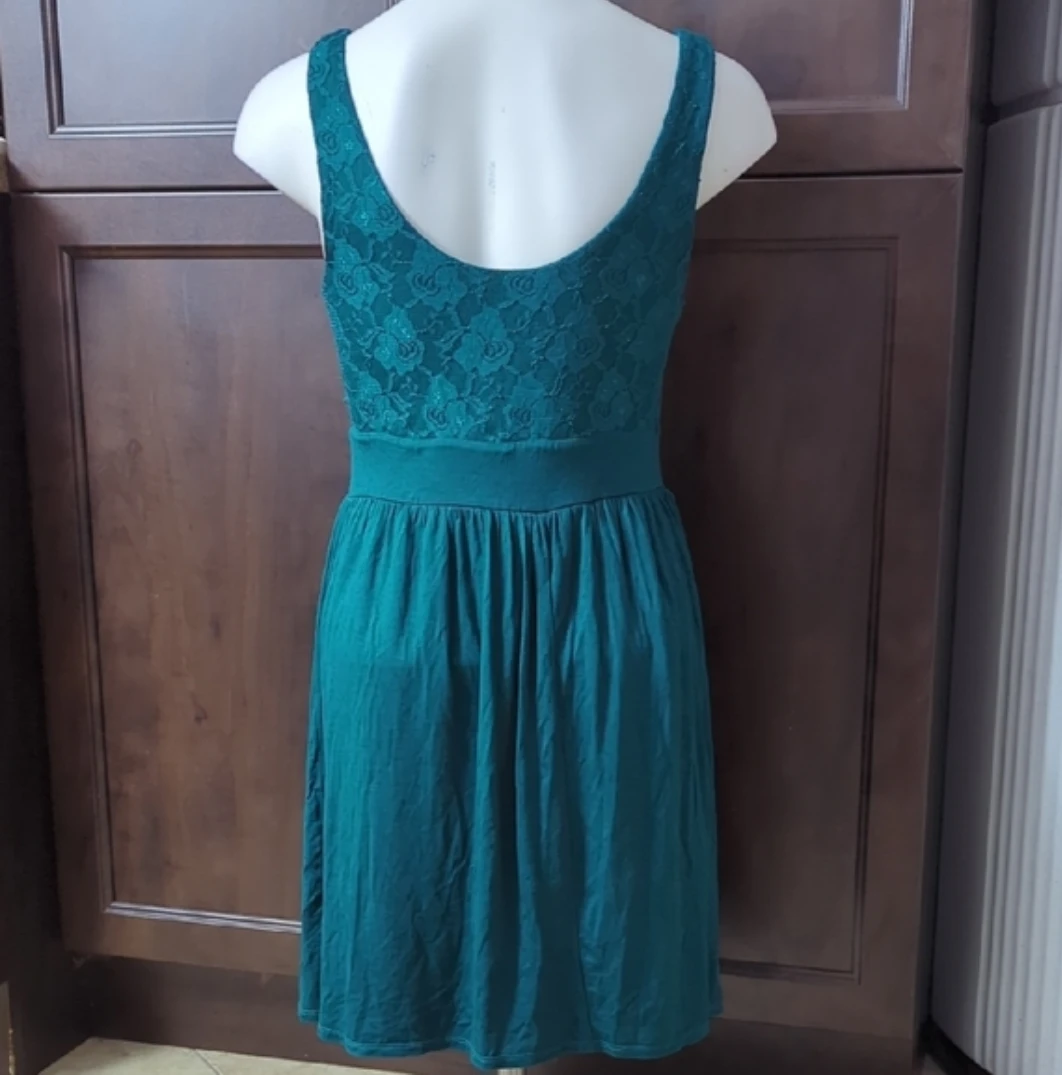 21 Women's Teal Lace Top Fit and Flare Dress M - photo 4