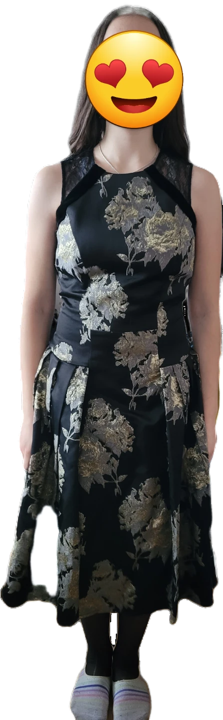 Carmen Marc Valvo Black Floral Print Dress Size 2