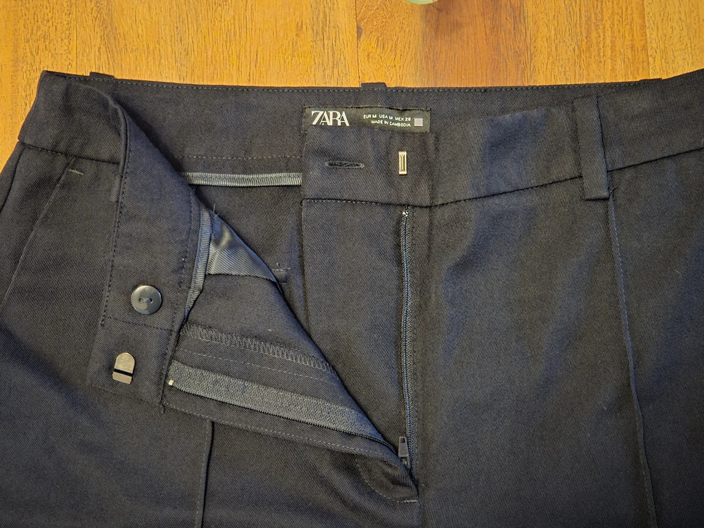 Zara Wide Leg Cropped Pants Navy Size Medium - photo 4
