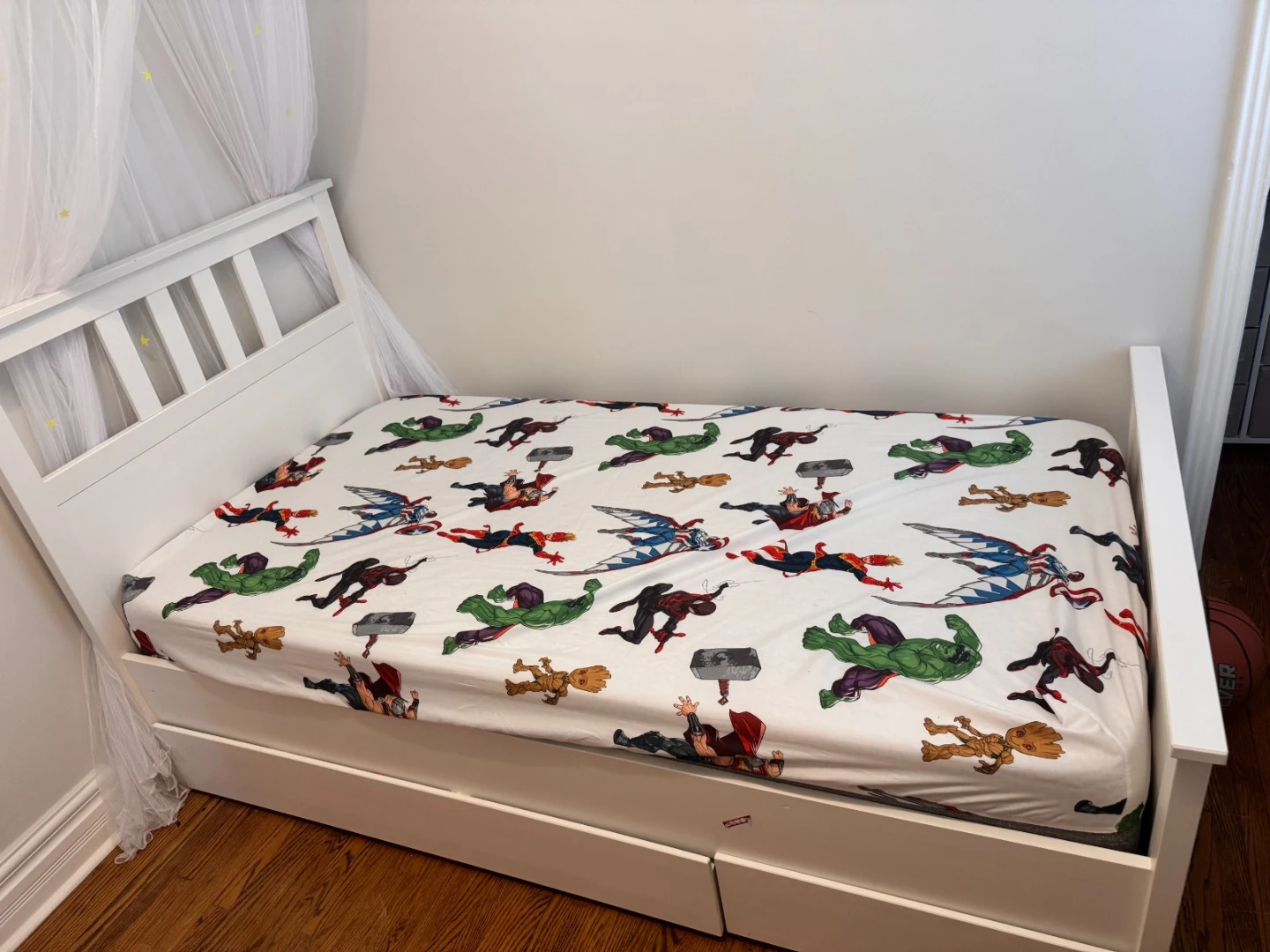 Moving Sale - White Twin Bed with Storage Drawers