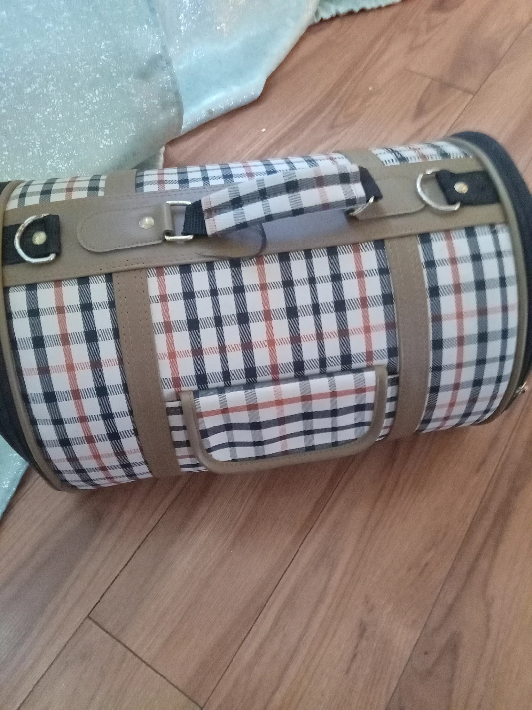 Pet Carrier Bag Plaid Barrel Style - photo 3