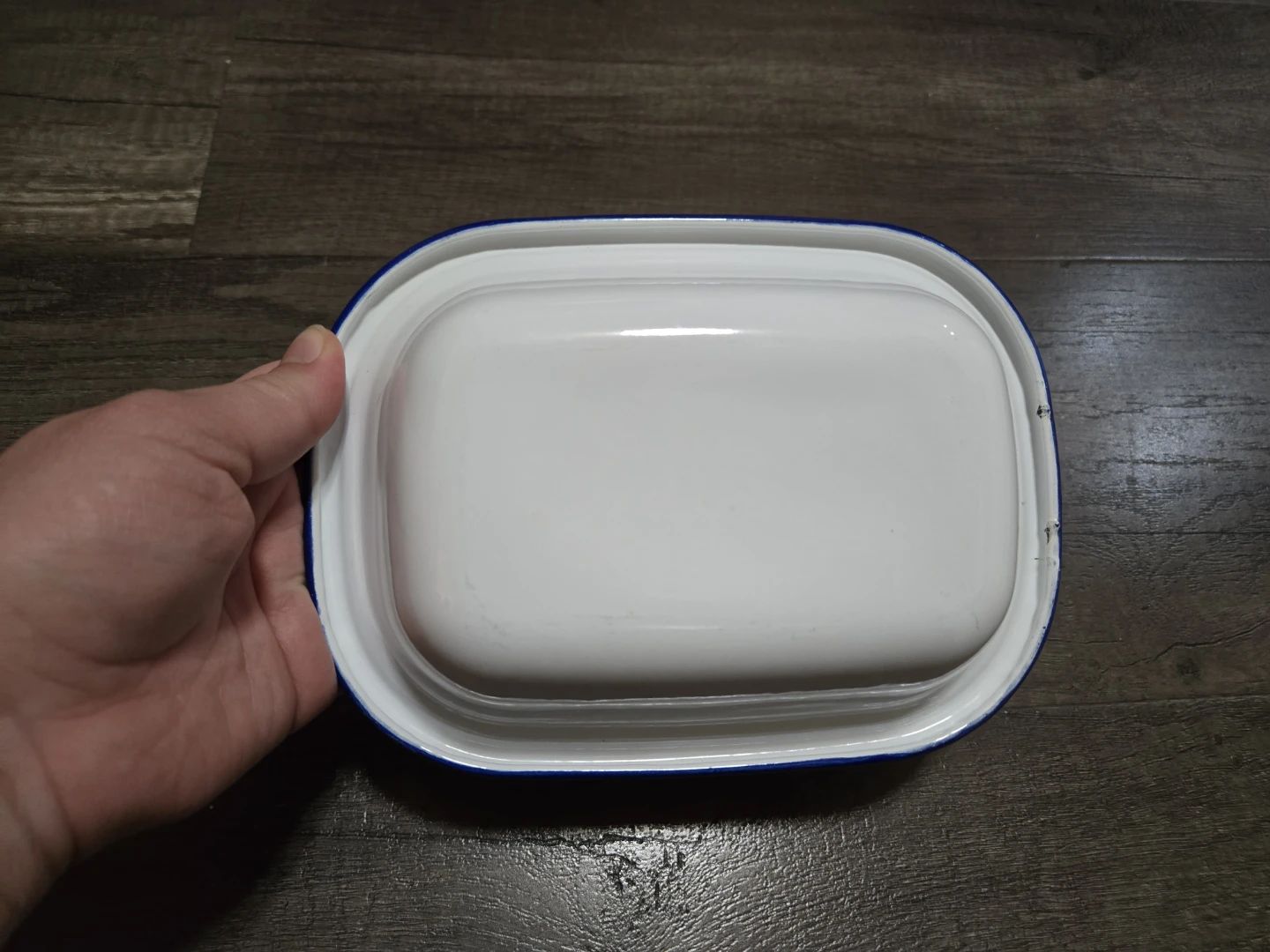 White and Blue Enamelware Dish - photo 3