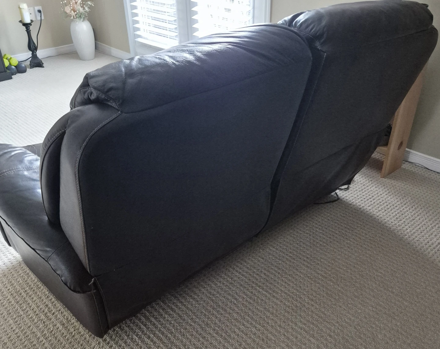 Brown Leather Loveseat Recliner - photo 5
