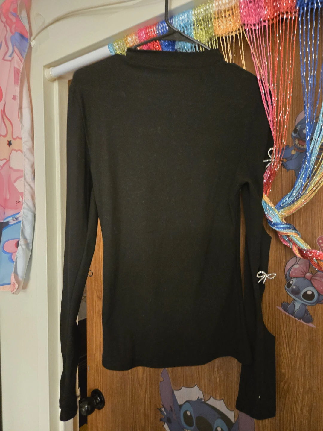 Black Long Sleeve Cutout Top with Bow Details - photo 2