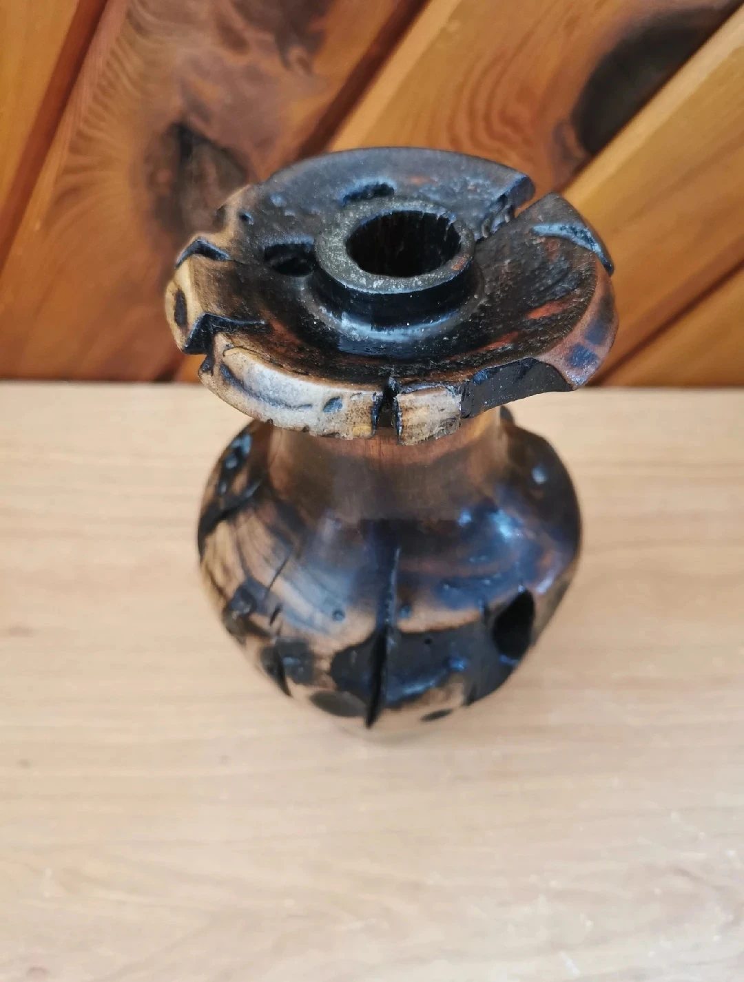 Vintage Burl Wood Vase - photo 4