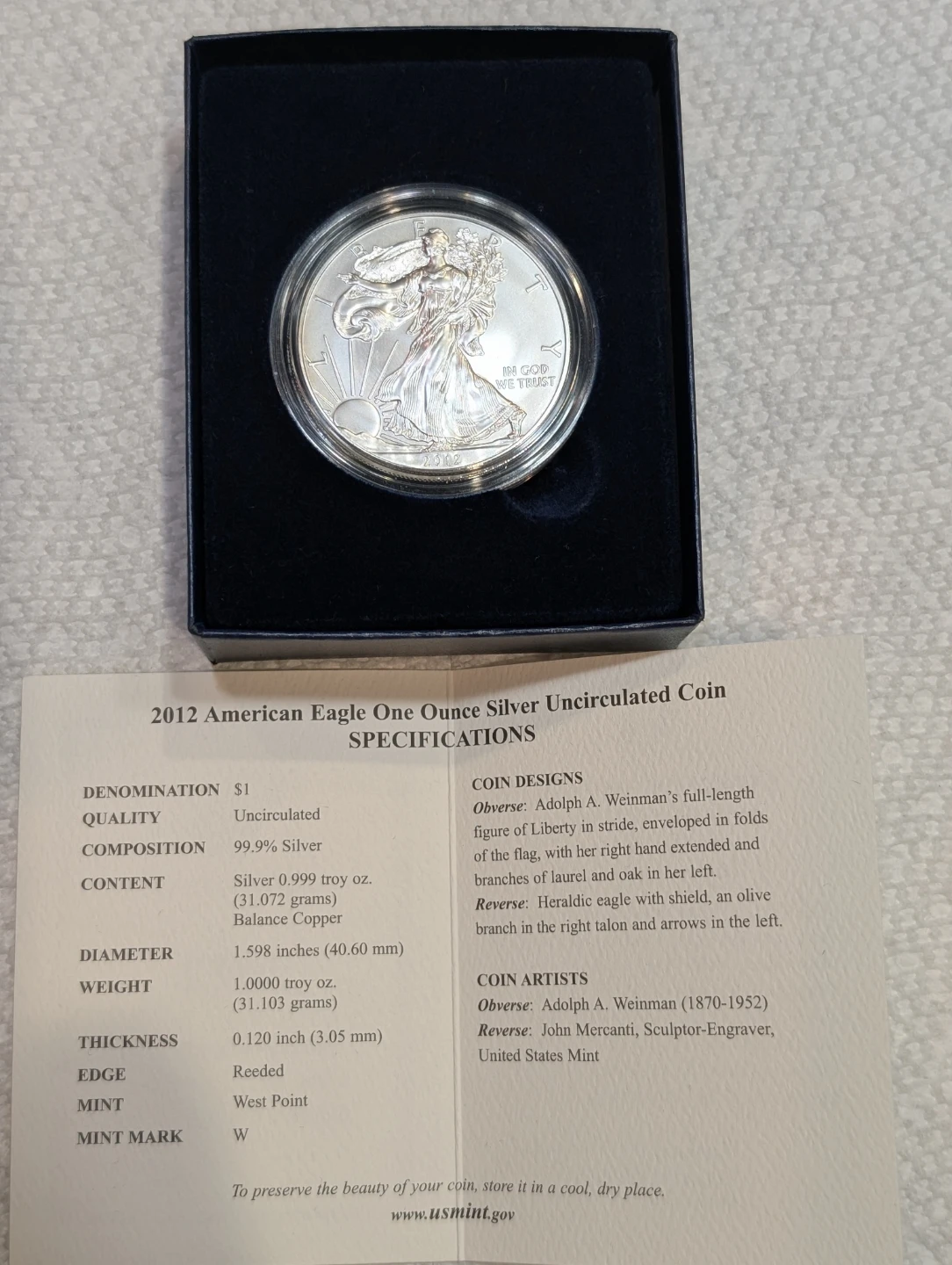 2012 American Eagle One Ounce Silver Uncirculated Coin - photo 5