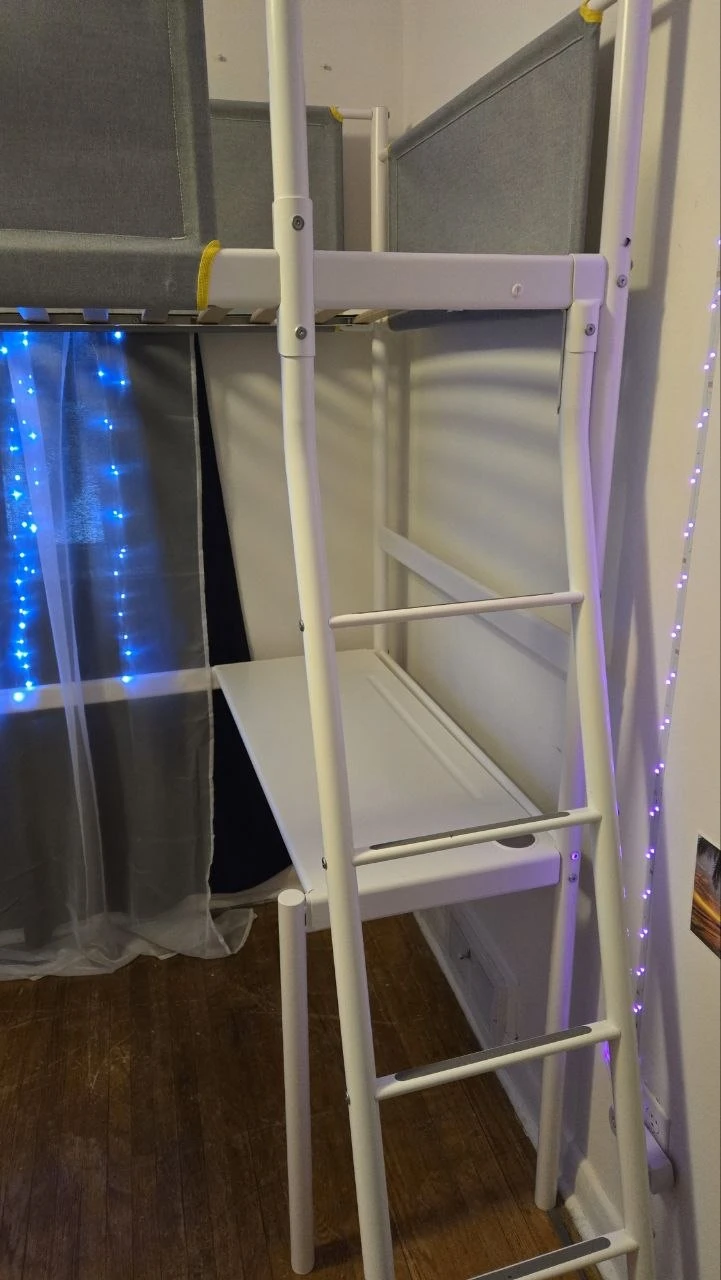 Ikea VITVAL - White Loft Twin Bed with Desk and Shelves - photo 4