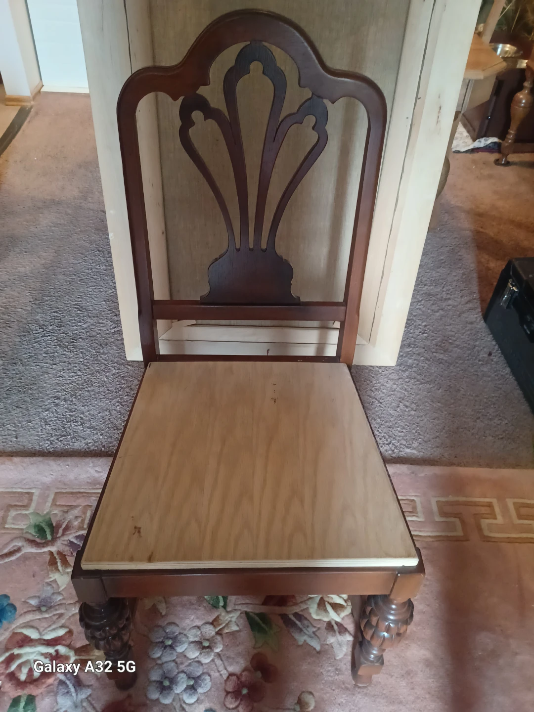 🥕Set of 2 Vintage Wooden Chairs with Upholstered Seat - photo 4
