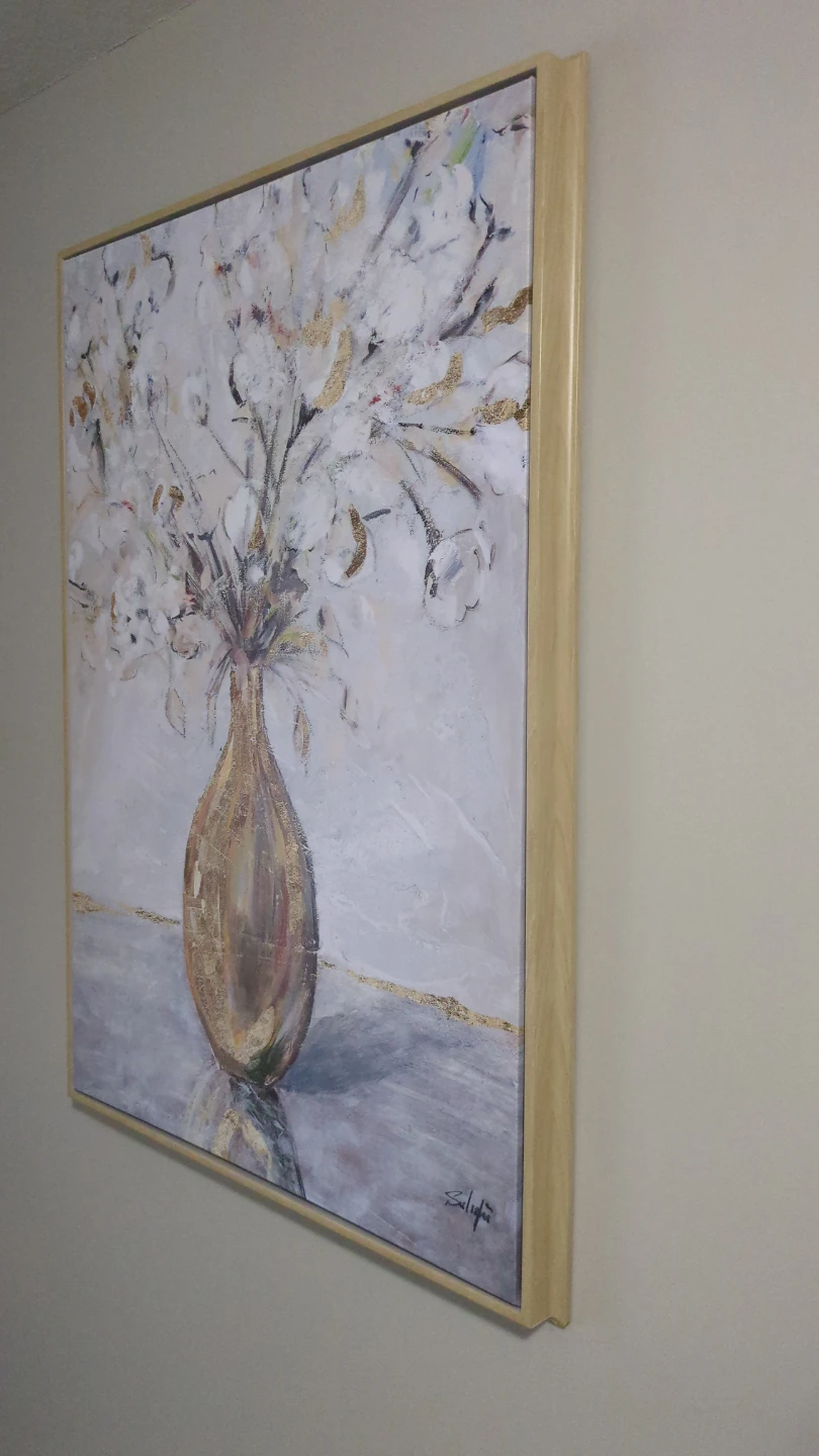 Framed Floral Art Print with Gold Accents - photo 3