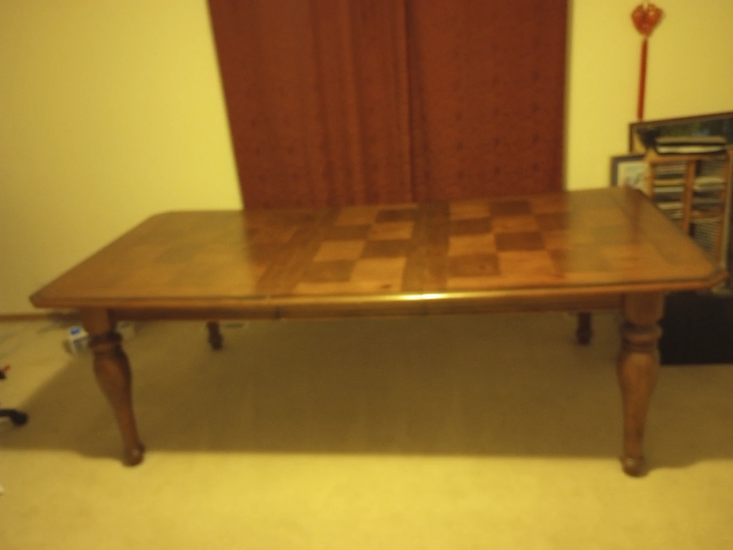 Wooden Dining Table with Checkerboard Top - photo 5