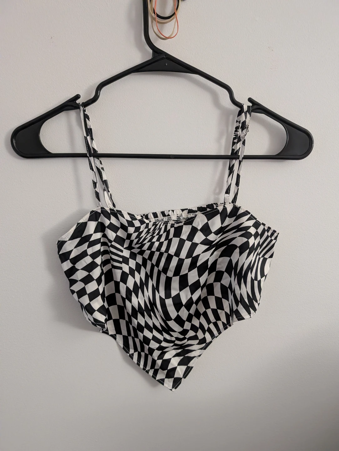 Black and White Checkerboard Crop Top Sexy Top Tank Top