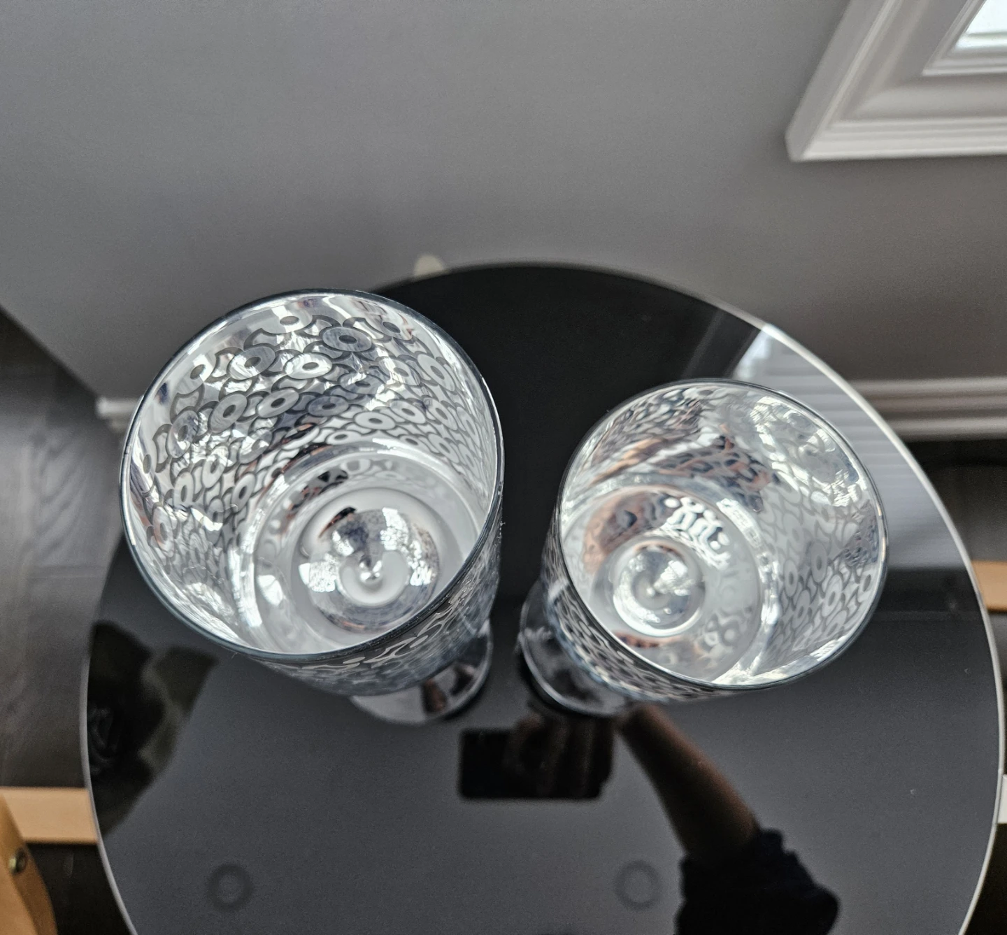 2 Glass Reflective Pedestal Candle Holders - photo 2
