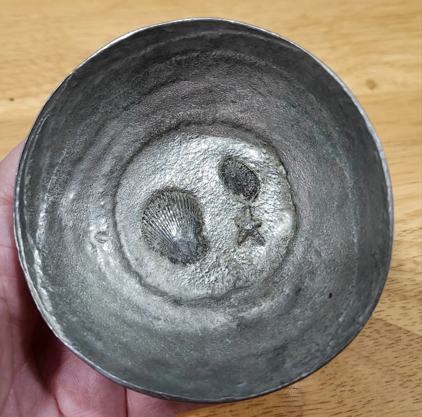 🏆PEWTER Sea Shell Trinket Bowl with Starfish Base