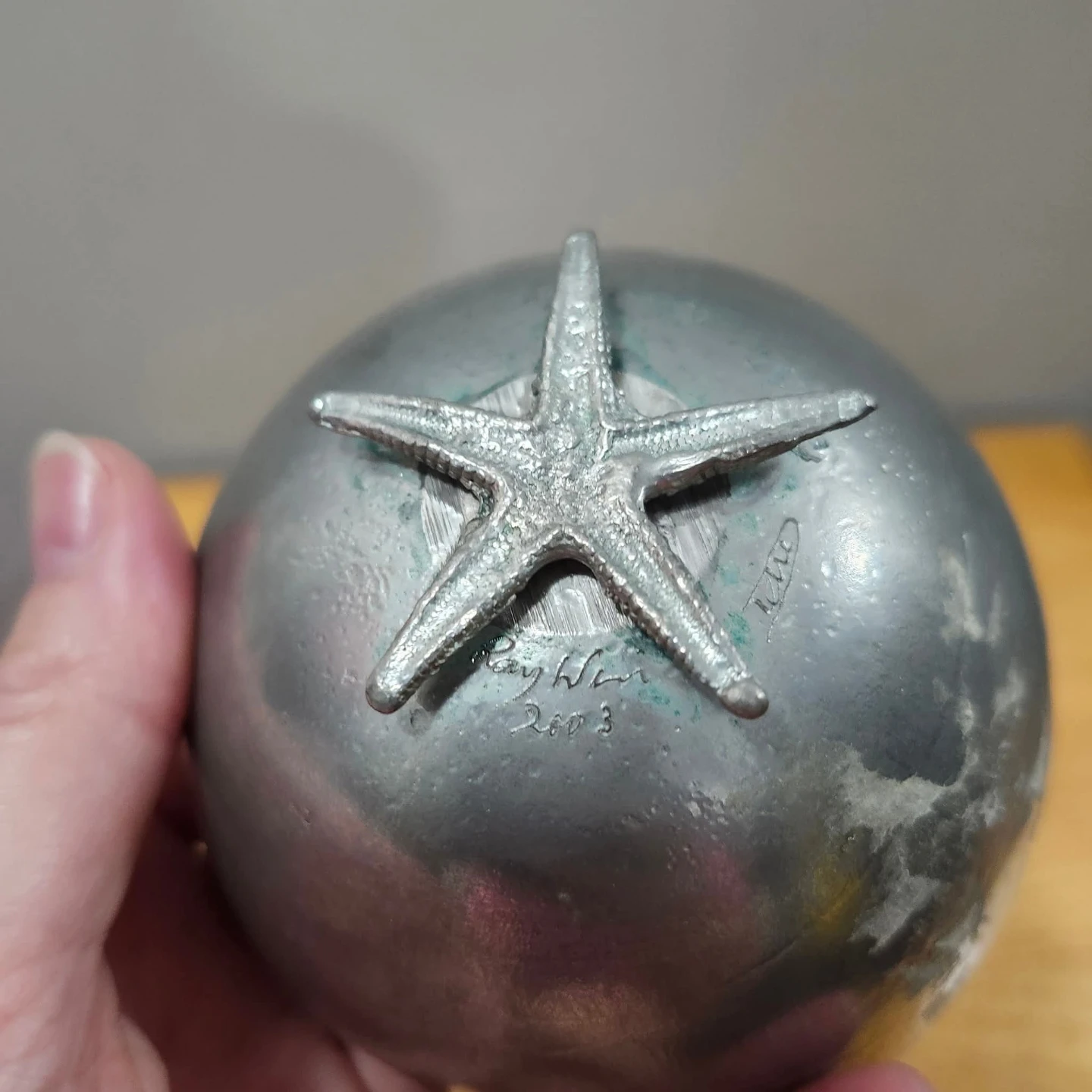 🏆PEWTER Sea Shell Trinket Bowl with Starfish Base - photo 5