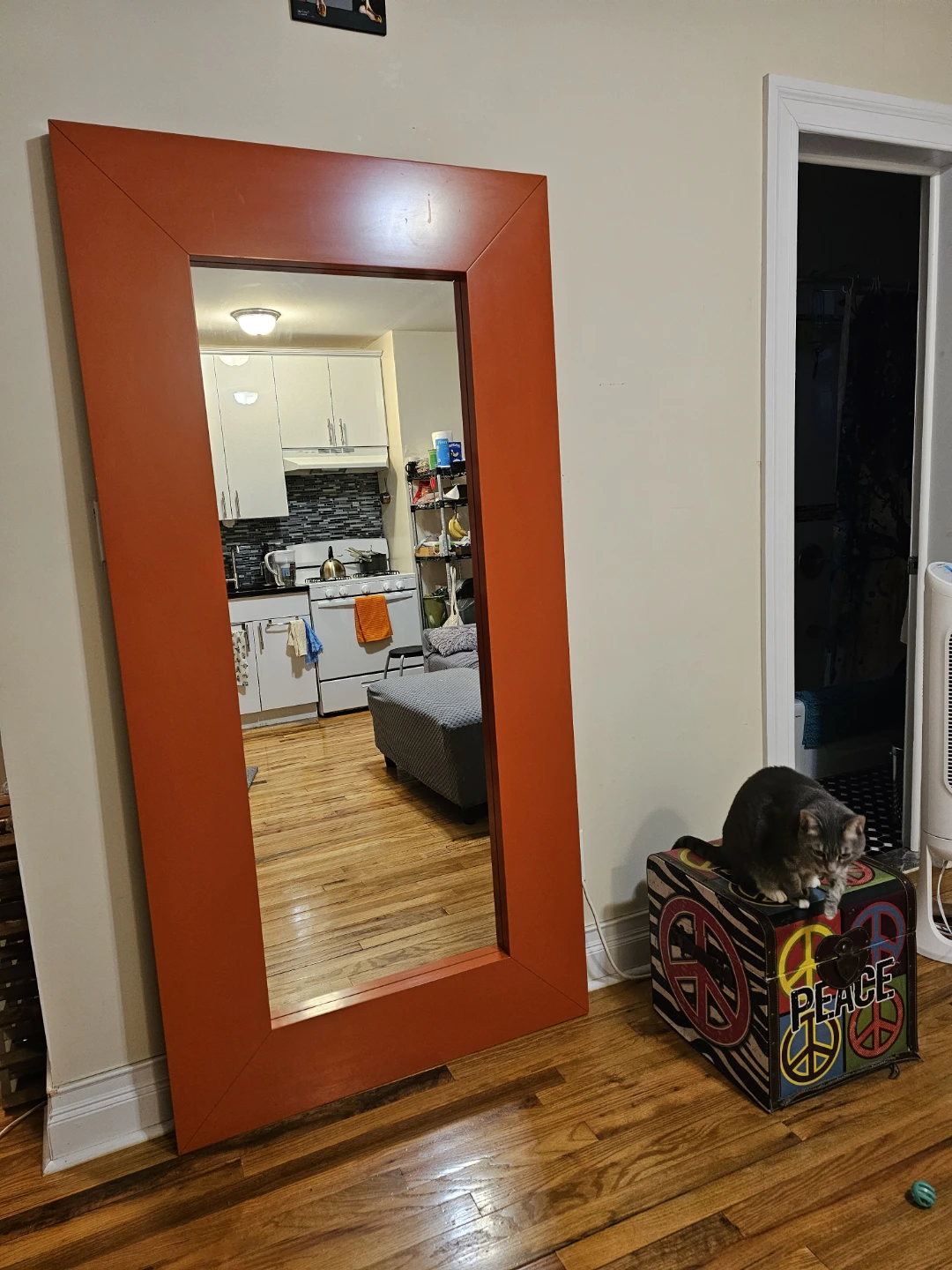 Large Orange Framed Mirror