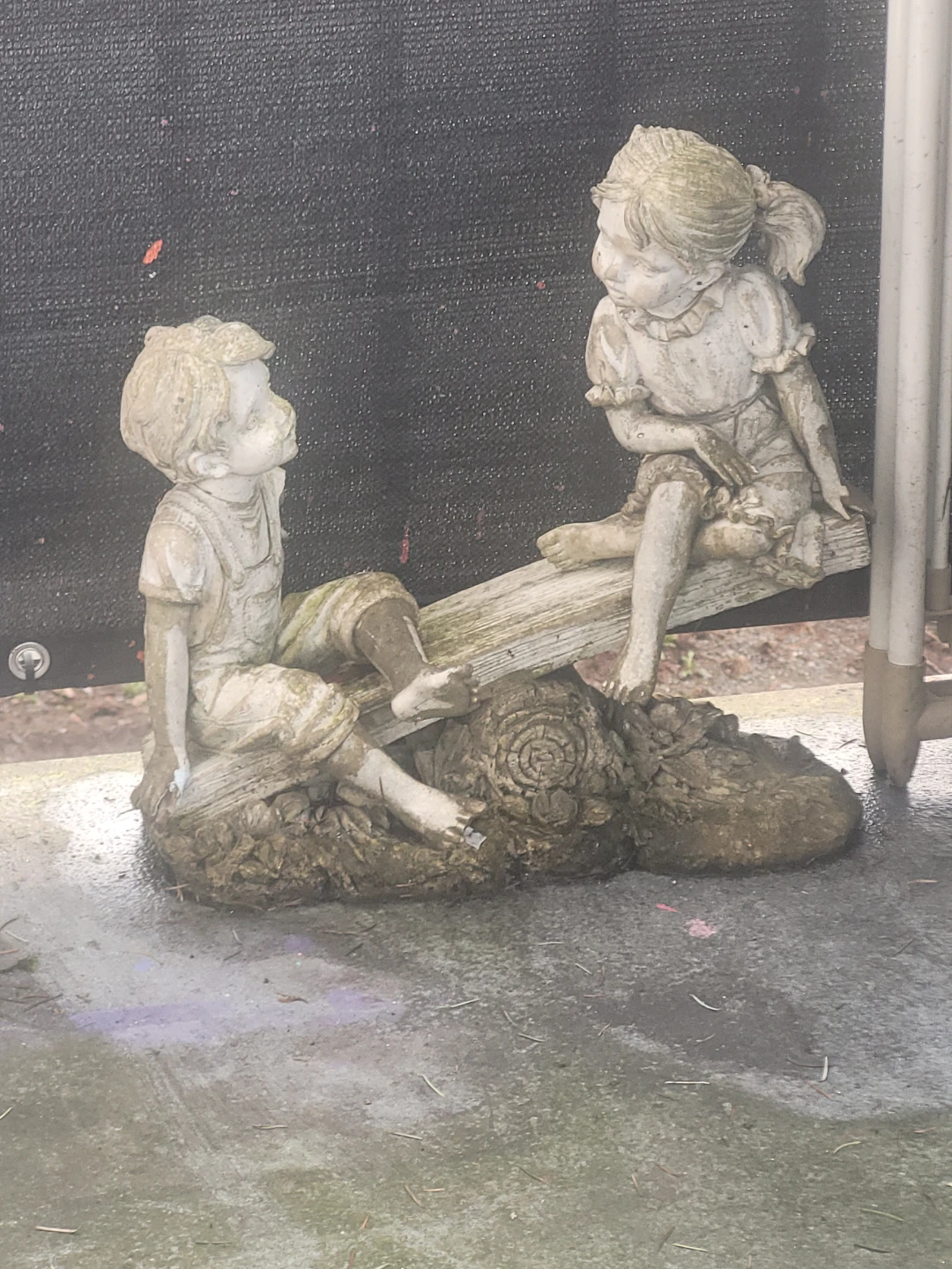 Vintage Boy and Girl Seesaw Statue