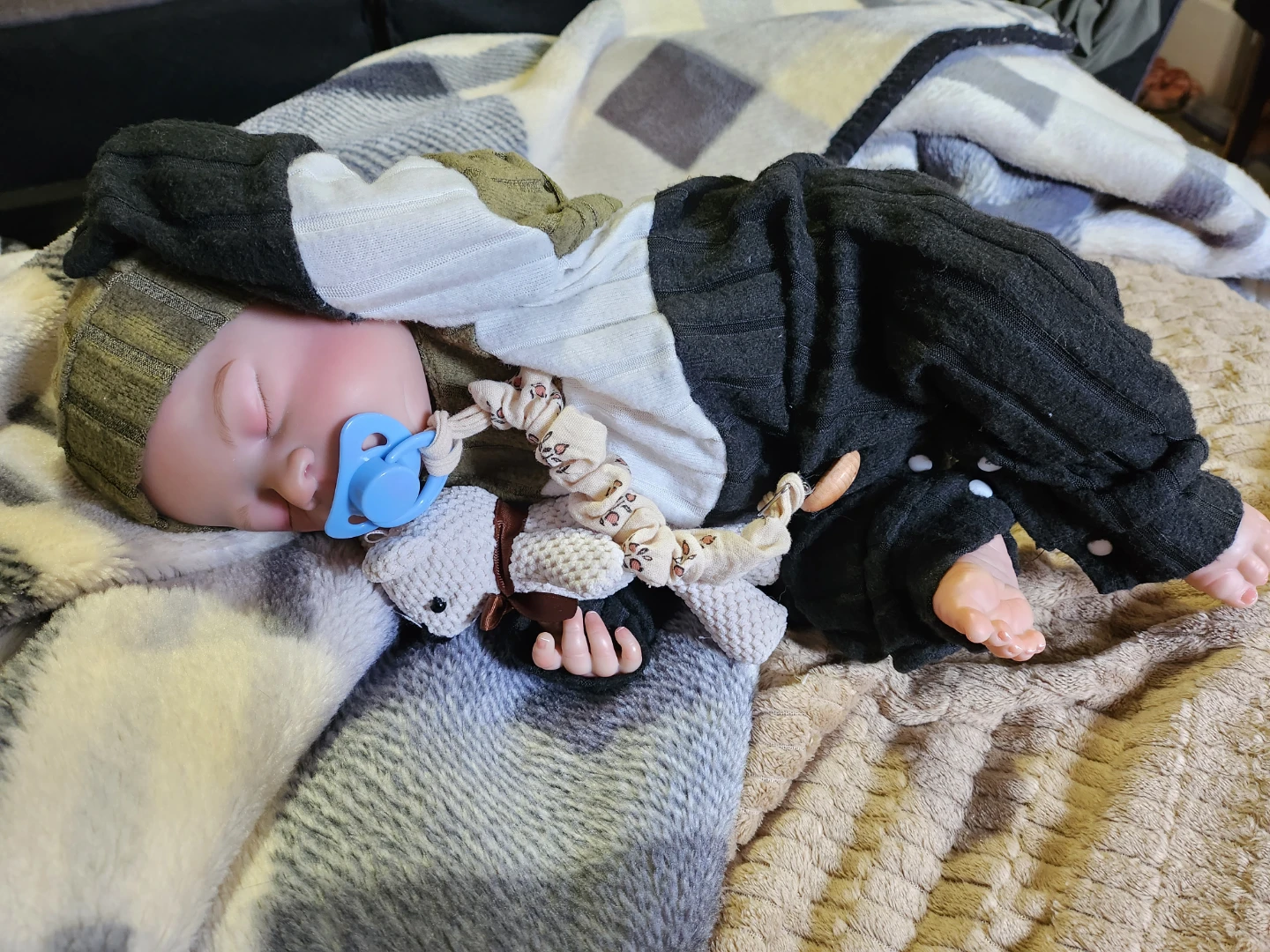 Reborn Baby Doll with Pacifier and Teddy Bear