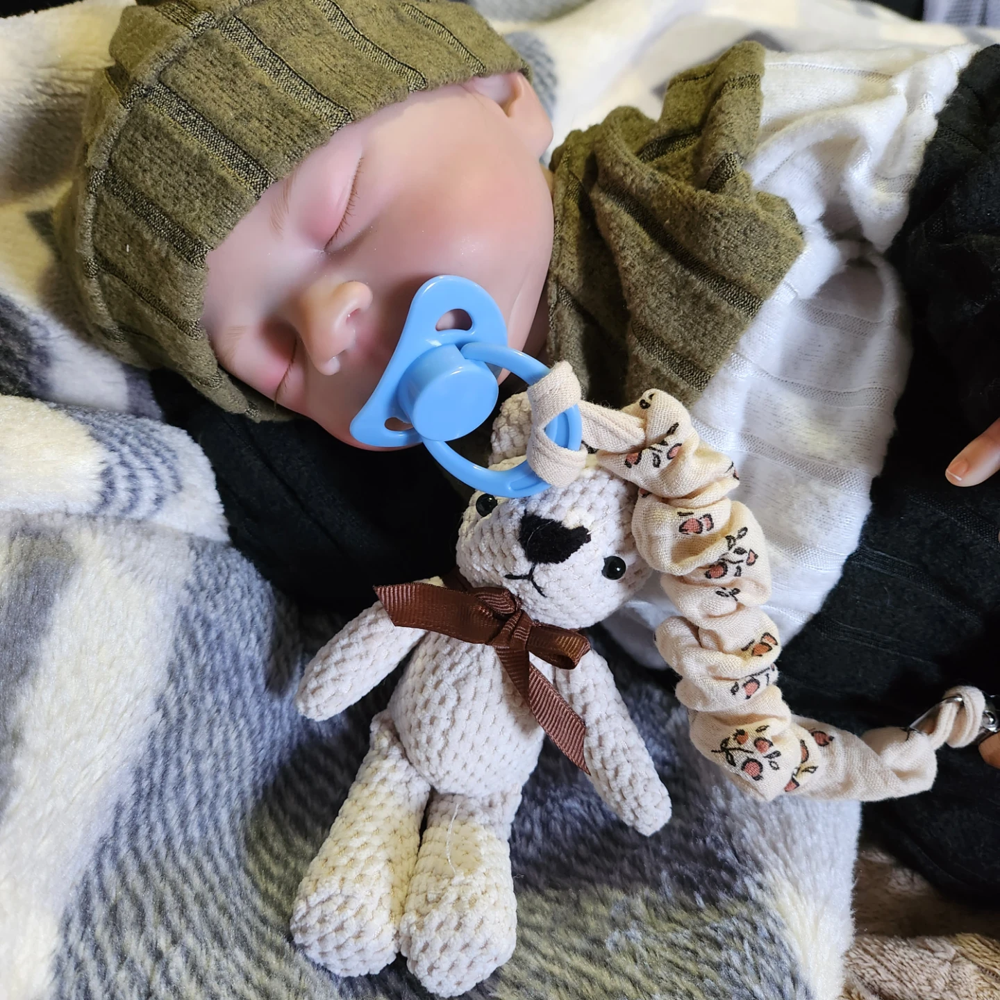 Reborn Baby Doll with Pacifier and Teddy Bear - photo 3