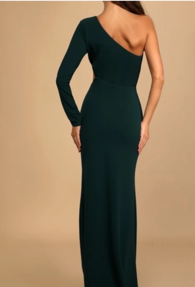 Lulus dark green One-Shoulder Maxi Dress - photo 2