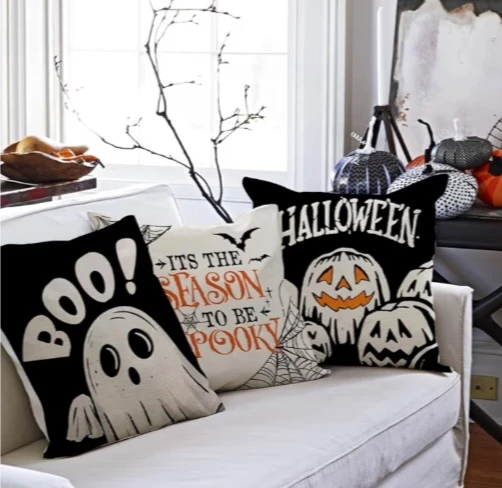🏆 NEW!  4 Halloween Throw Pillow Covers Set - photo 5