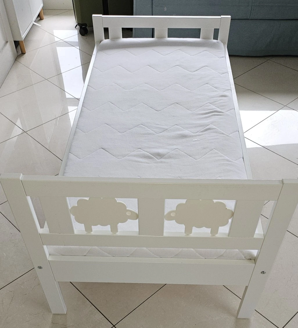 IKEA White Toddler Bed with Sheep Headboard with Mattress