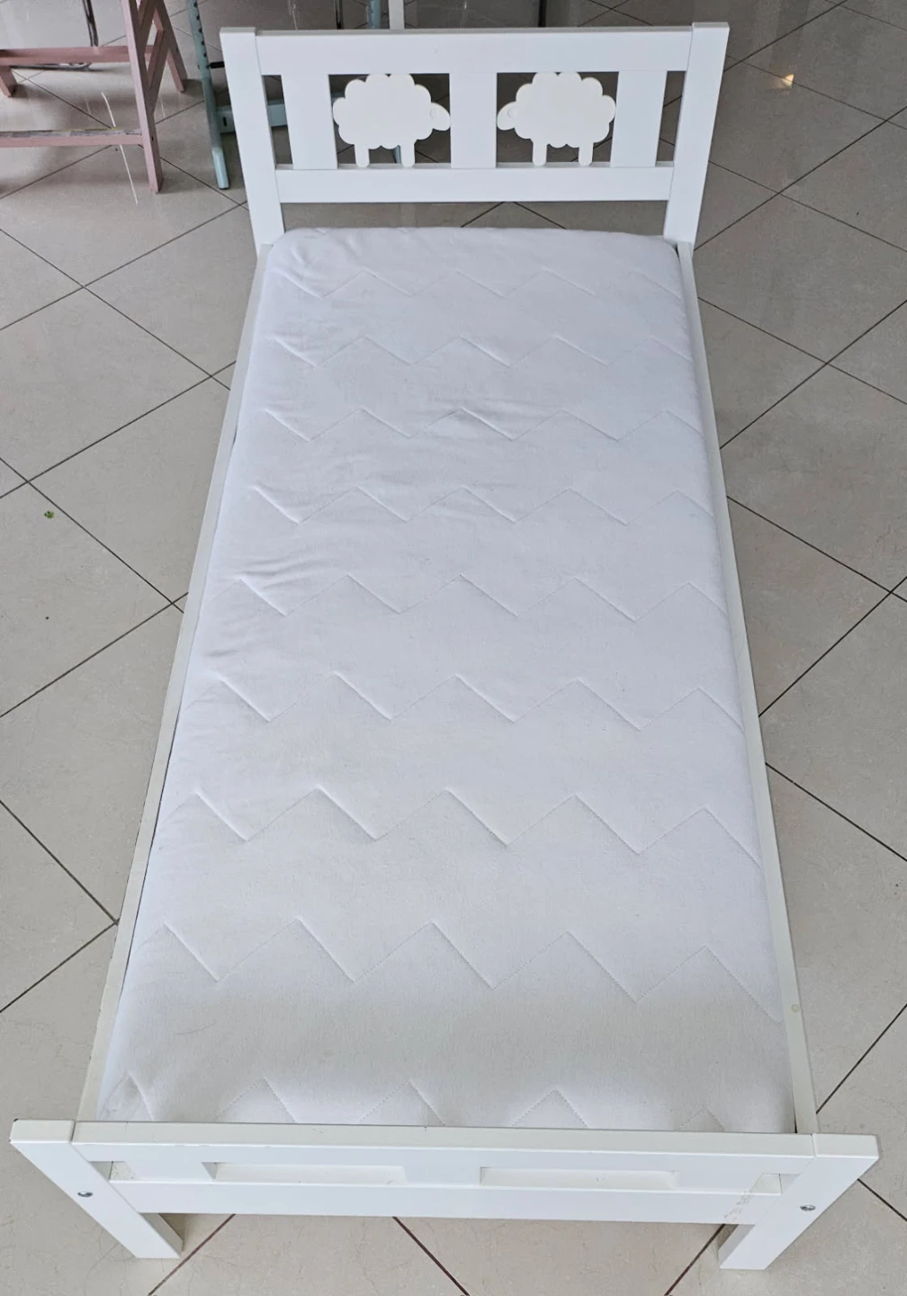 IKEA White Toddler Bed with Sheep Headboard with Mattress - photo 3