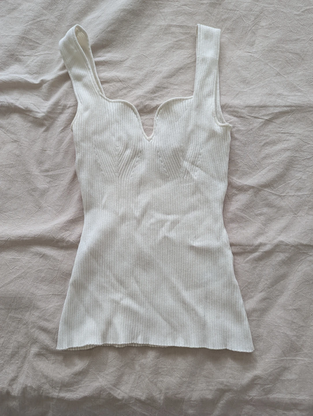 H&M White Ribbed Tank Top