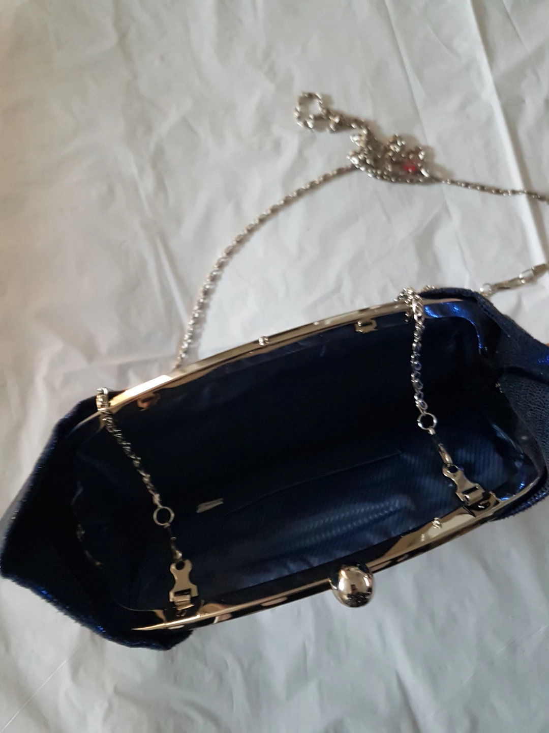 Navy Blue Clutch Purse with Chain Strap - photo 2