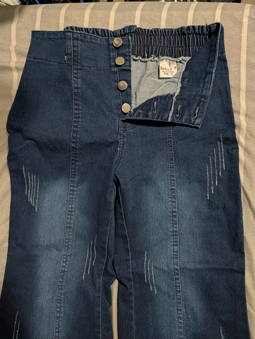 Imported High-Rise Distressed Bootcut Jeans - photo 4