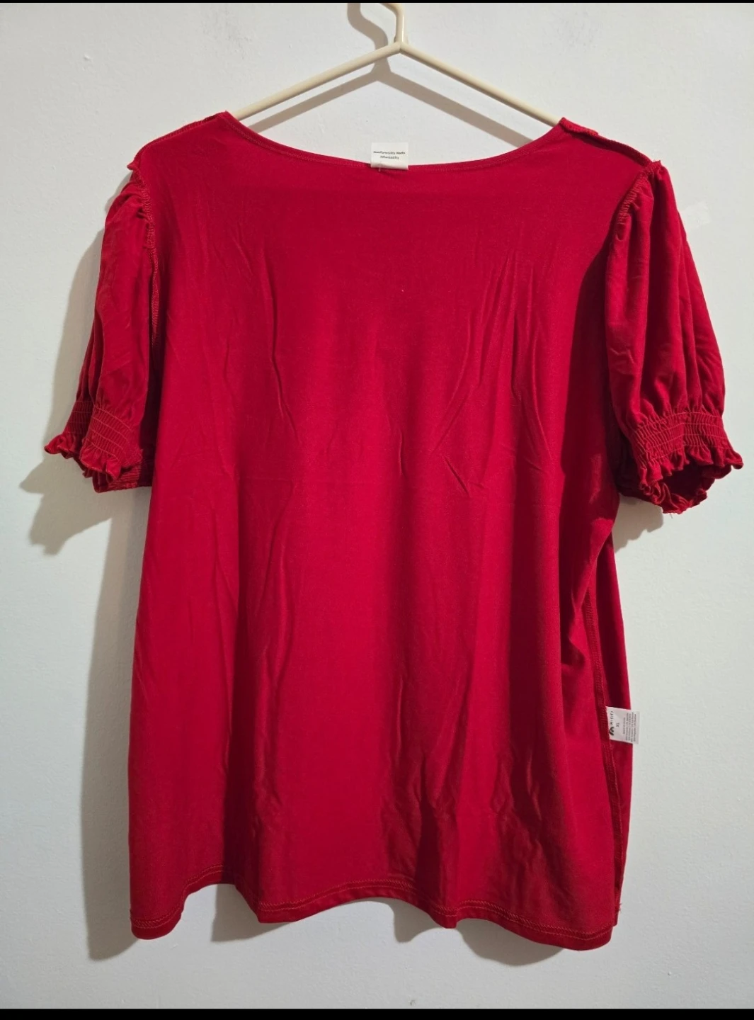 MISIFI Red Puff Sleeve Square Neck Top - XL - photo 4