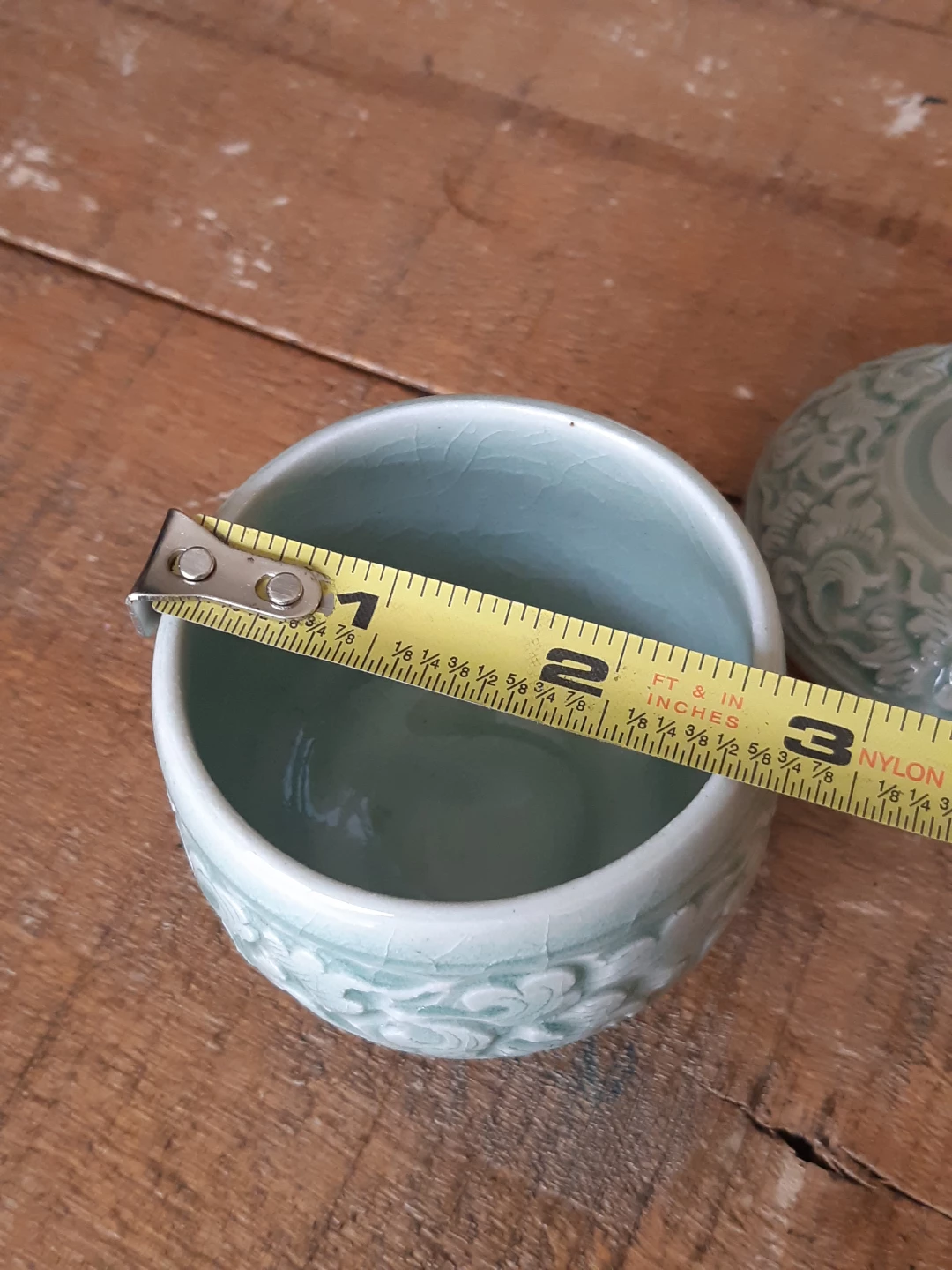 Handcrafted celadon ceramic decorative jar - photo 5