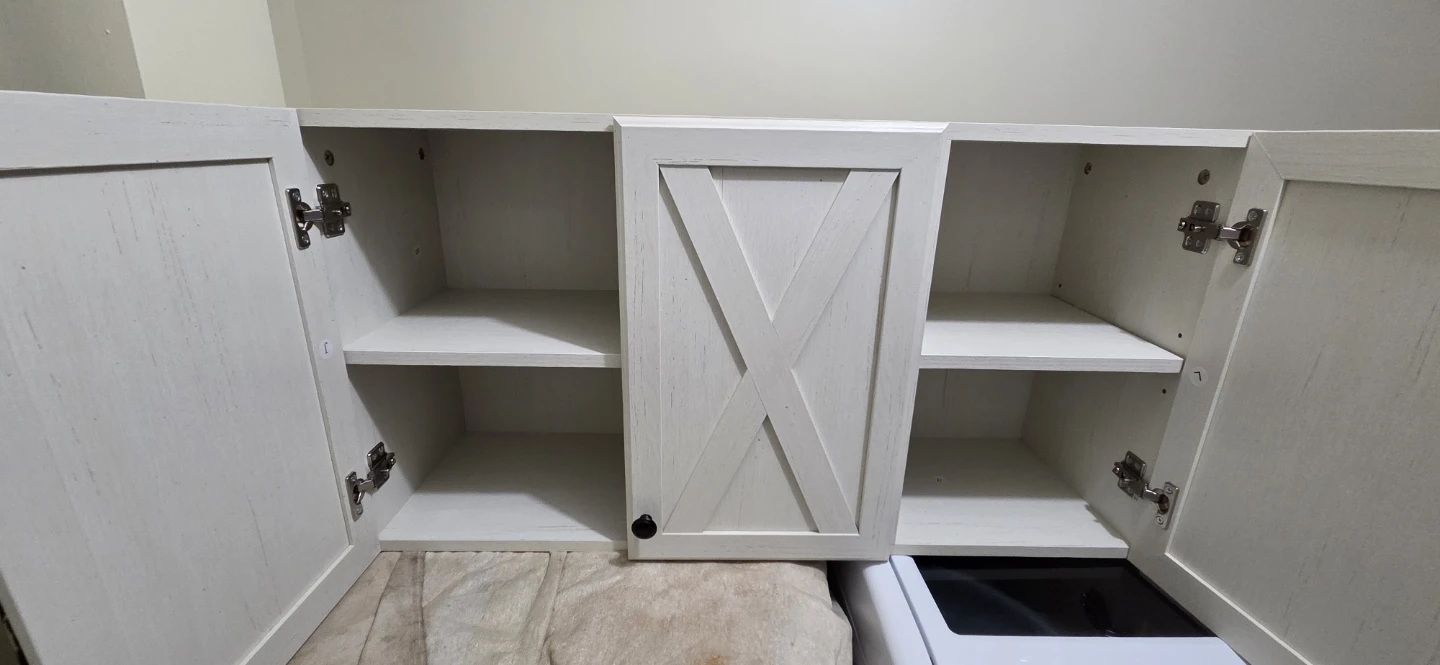 White Farmhouse Style Wall Cabinet with Doors - photo 2