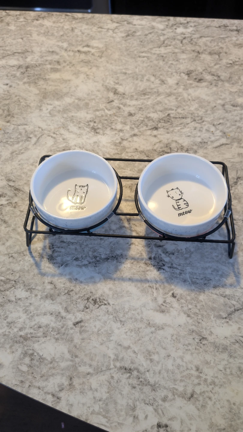 Ceramic Cat Food Bowls with Stand
