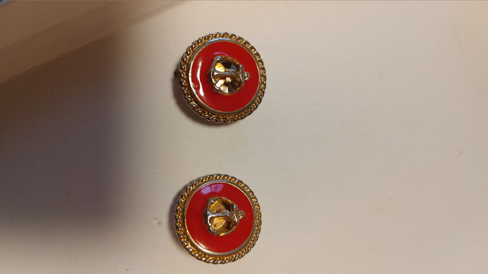 Clip-on Earrings - Red and Gold Tone New