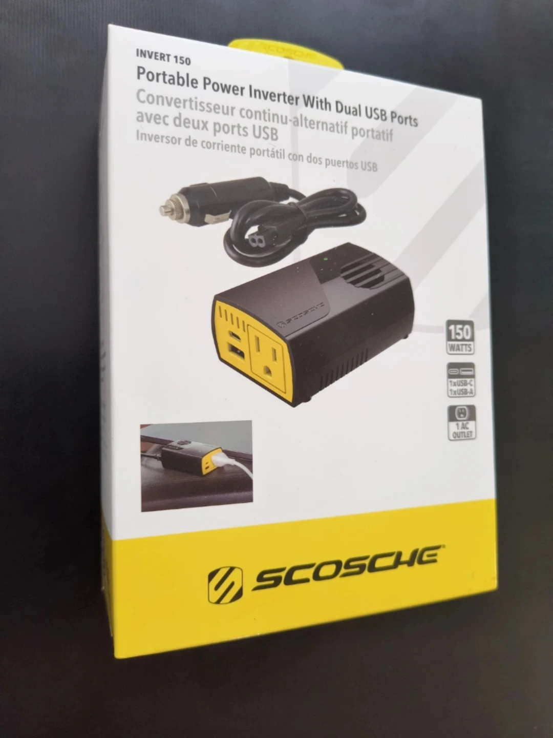New Scosche 150W Portable Inverter w 2 USB Ports