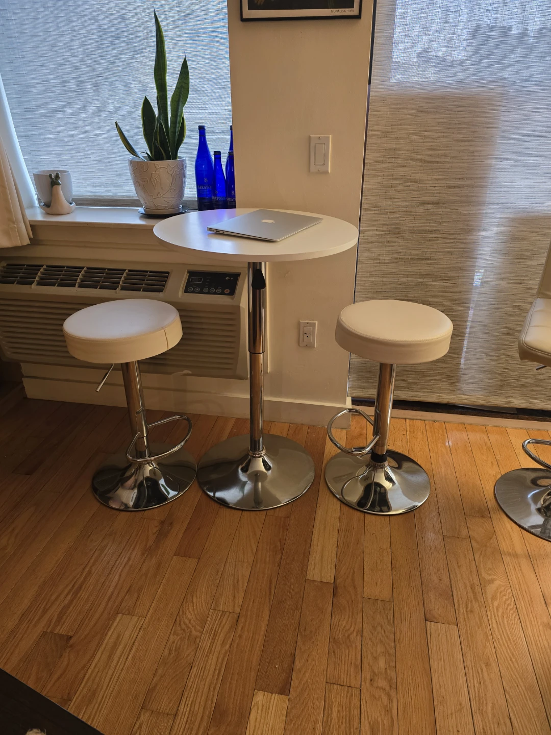White Faux Leather Adjustable Bar Stool