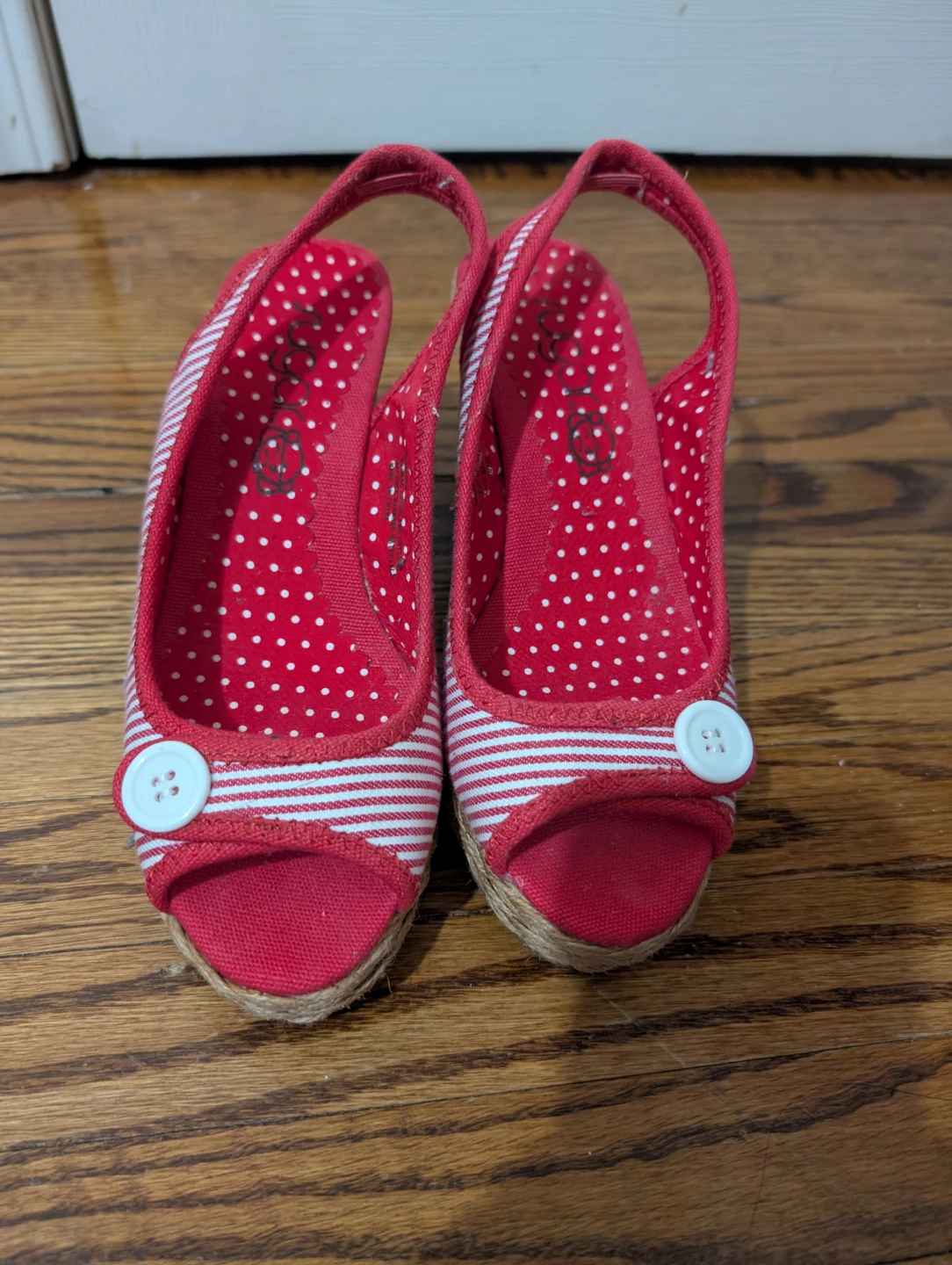 Striped Wedge Sandals
