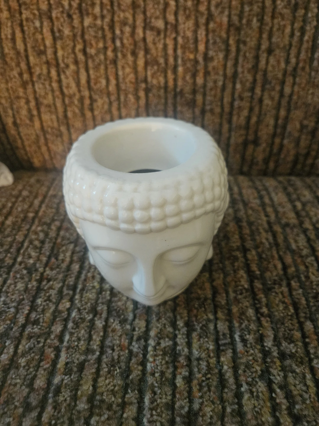 White Buddha Head Ceramic Candle Holder - photo 5