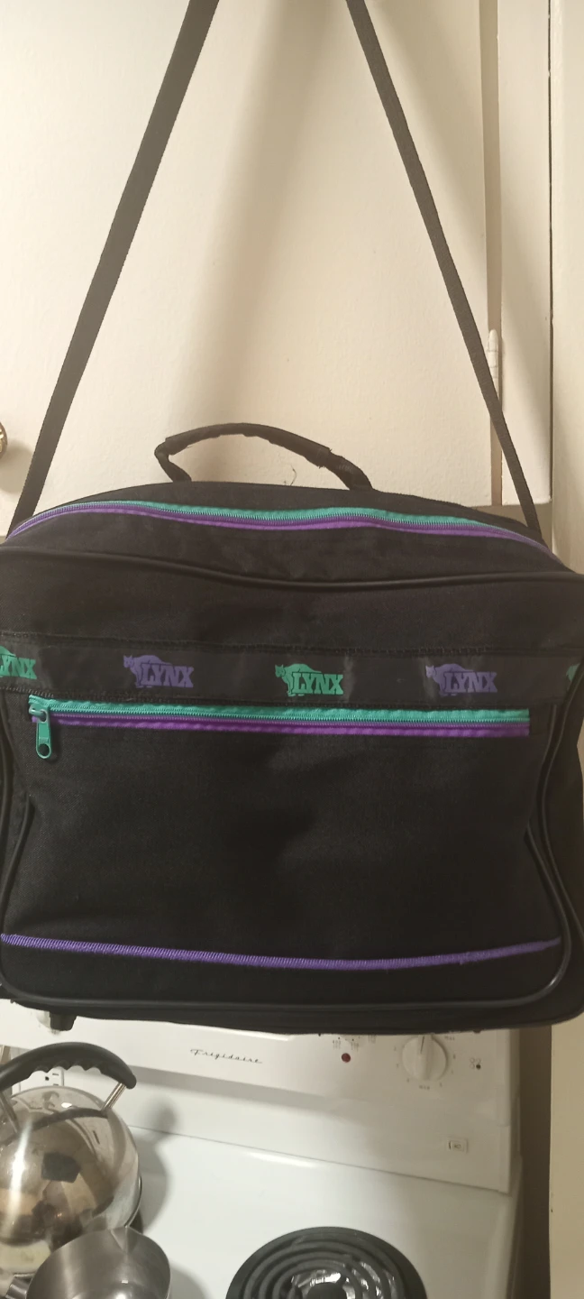 Lynx Black Duffel Bag with Purple and Green Accents - photo 2