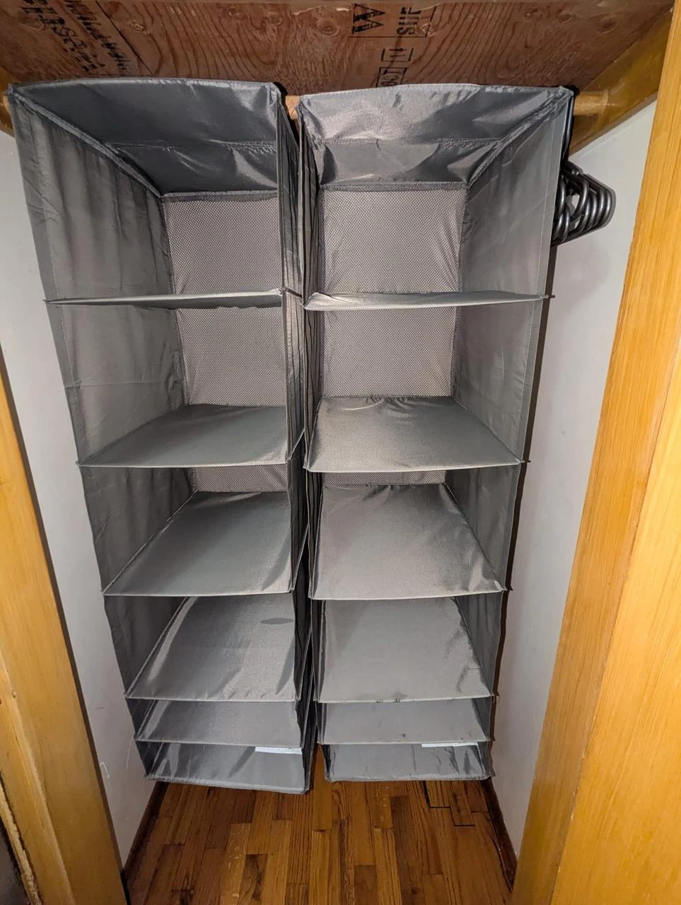 Grey Hanging Closet Organizer Shelves