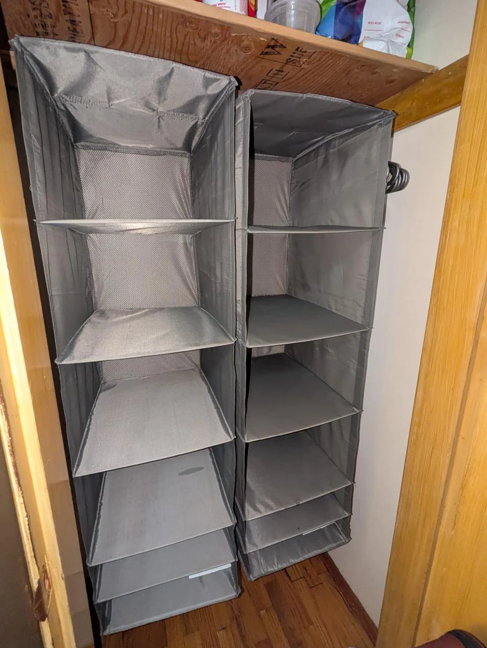 Grey Hanging Closet Organizer Shelves - photo 2