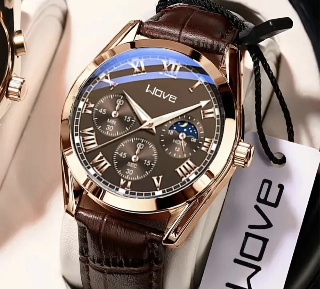 Wove Men's Chronograph Watch - Rose Gold & Brown - photo 2