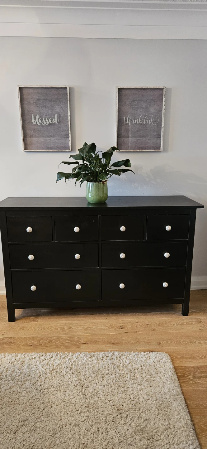Black dresser with 8 drawers