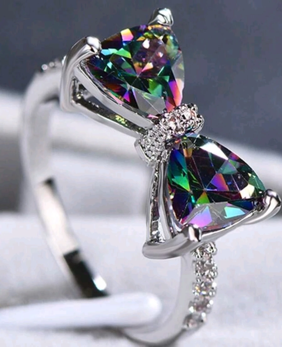 Bowtie Rainbow Mystic Topaz Ring