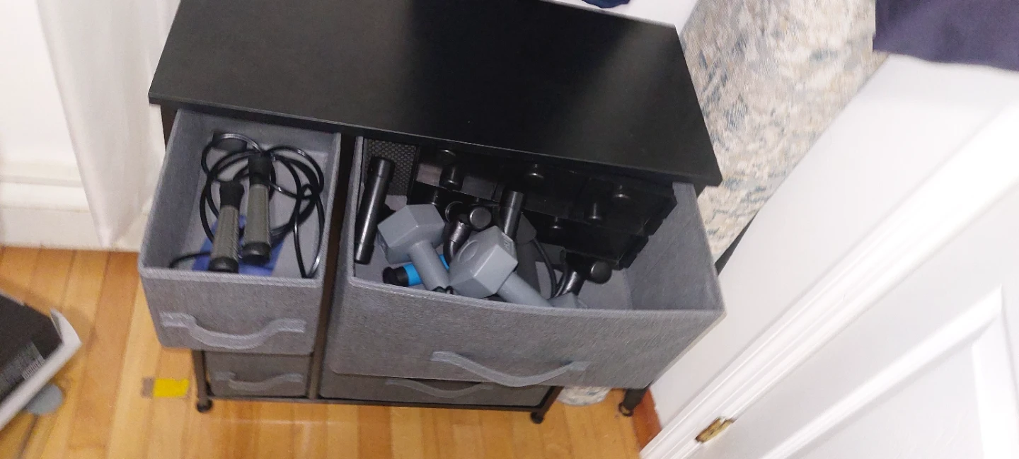Fabric Drawer Dresser with Black Top - photo 2