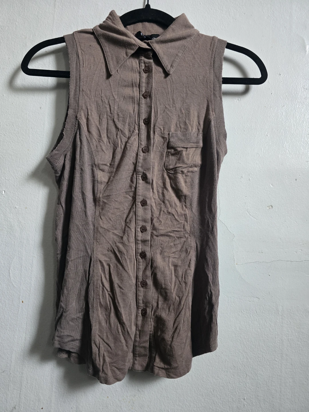 Bebe Sleeveless Collared Button-Up Top - photo 2