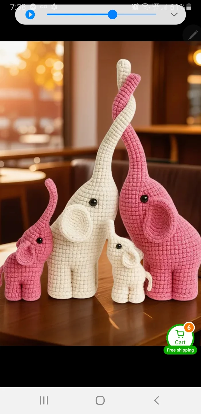 Hand crocheted elephants